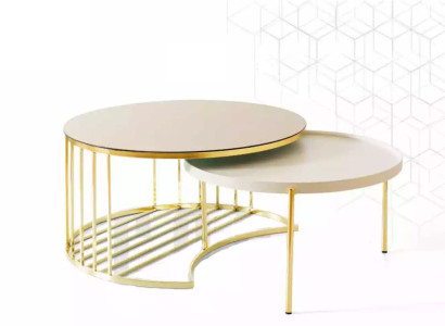 Modern 2x Coffee tables Edelstah Coffee table Living room table new gold